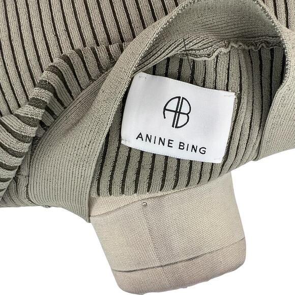 Anine Bing Layla Ribbed Cardigan Sweater Button Front Olive Green Size Small - Picture 11 of 13